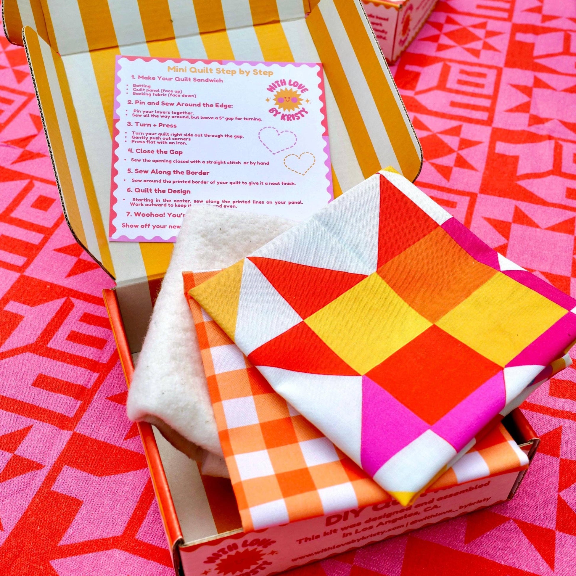 With Love by Kristy-Mini Quilt Kit - Pink-sewing kit-gather here online