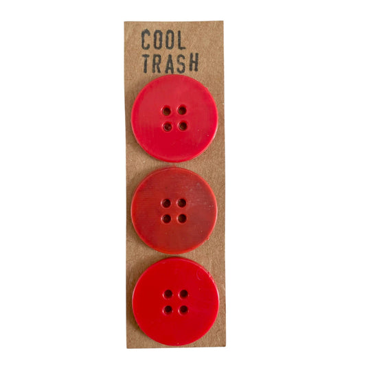 Cool Trash-25mm Recycled Plastic Button Set - Red-button-gather here online
