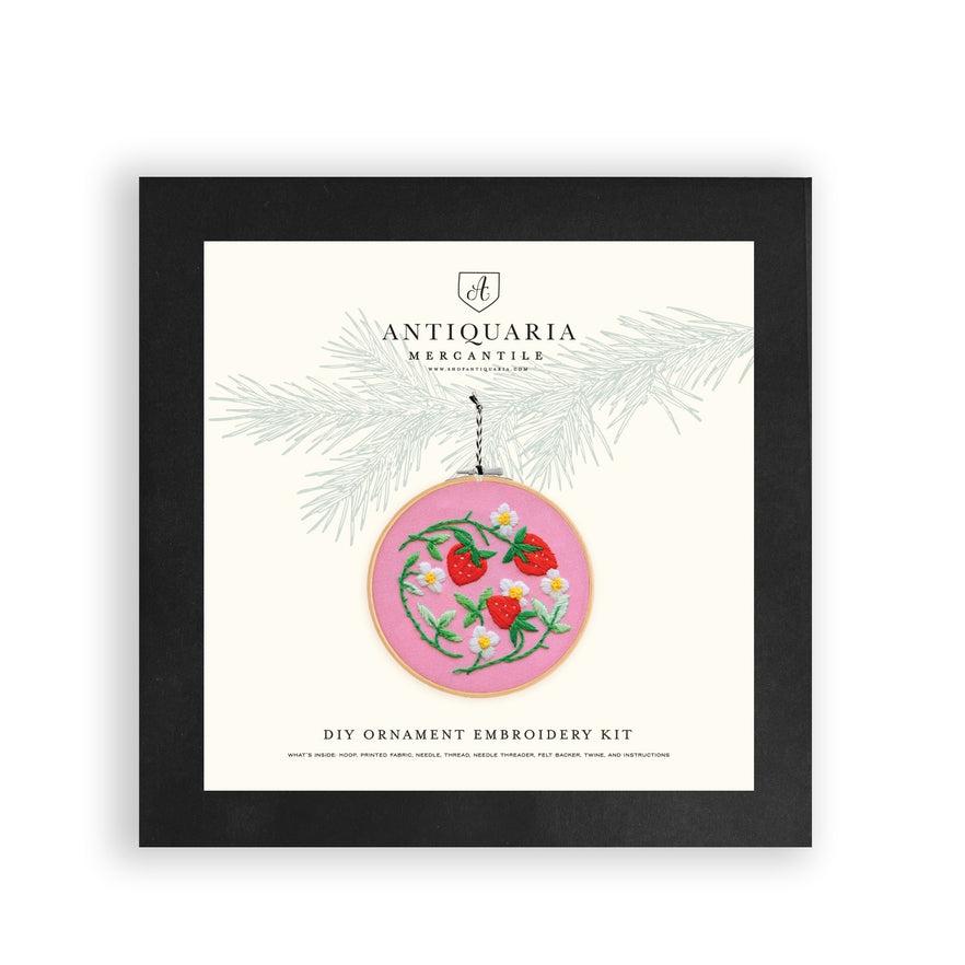 Antiquaria-Strawberries DIY Embroidery Ornament Kit-embroidery kit-gather here online