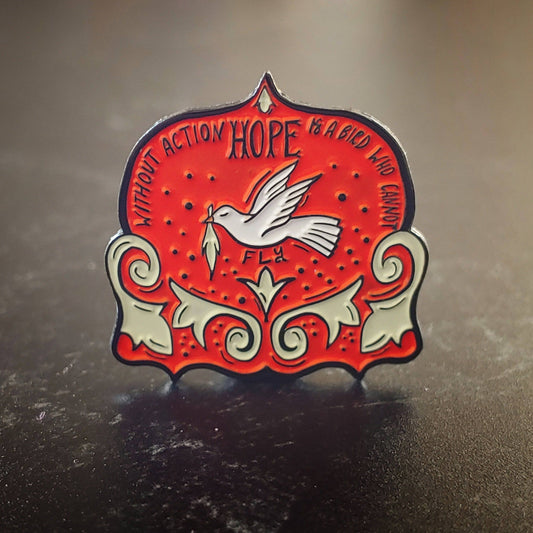 Holly Oddly-Hope and Action Enamel Pin-accessory-gather here online