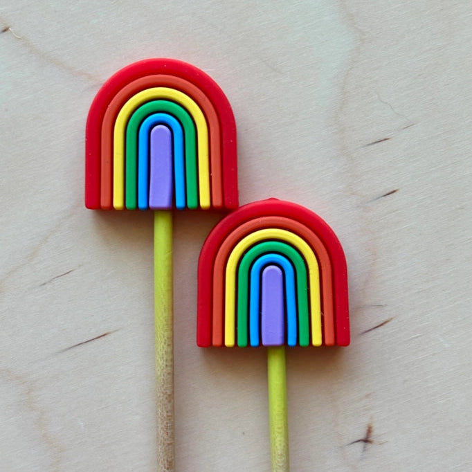 Bold Rainbow Arch Knitting Needle Point Protectors