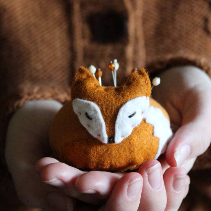 Sometimes Sewing-Sleepy Fox Pincushion Pattern-sewing pattern-gather here online