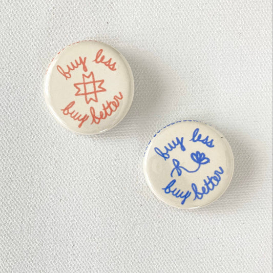 Sundew Sewing Co-Buy Less Buy Better Button - Blue Flower-patches + pins-gather here online