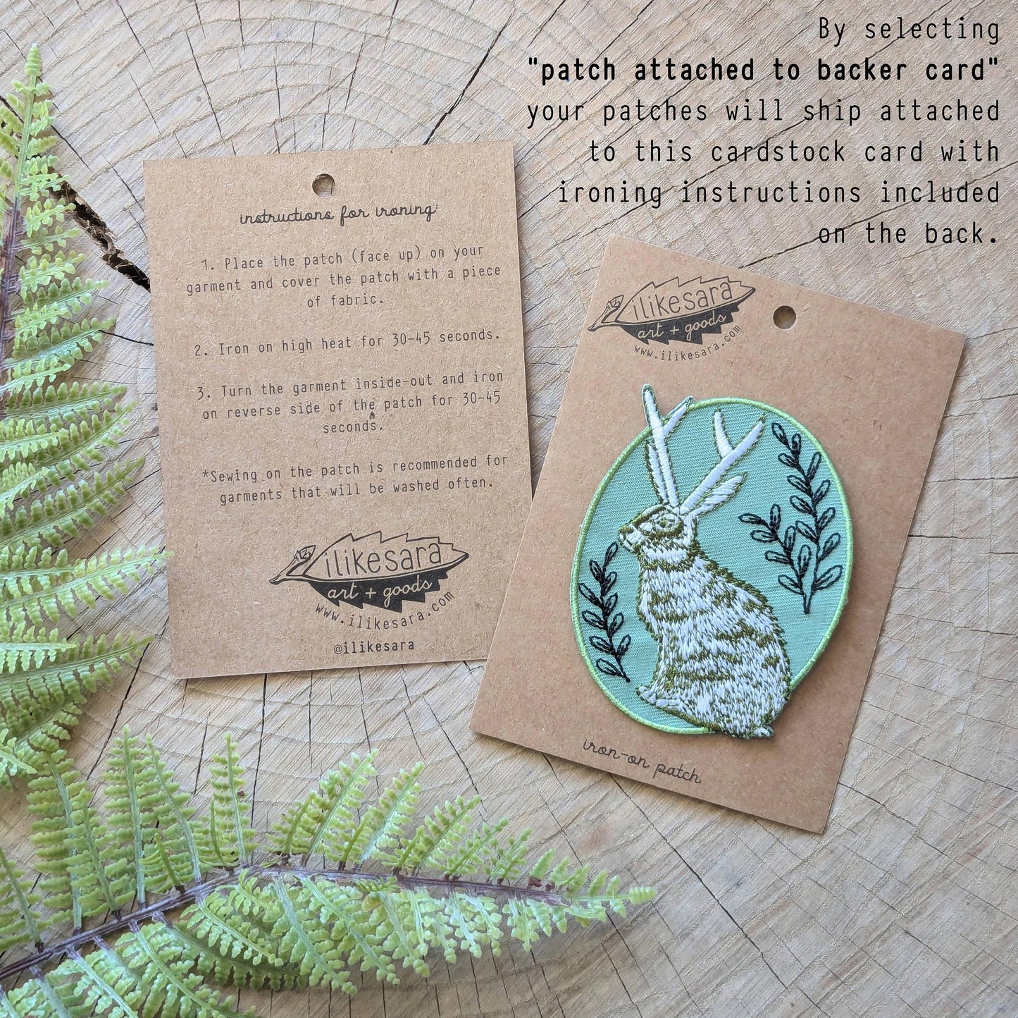 ilikesara-Jackalope Green Oval Iron-On Patch-patches + pins-gather here online
