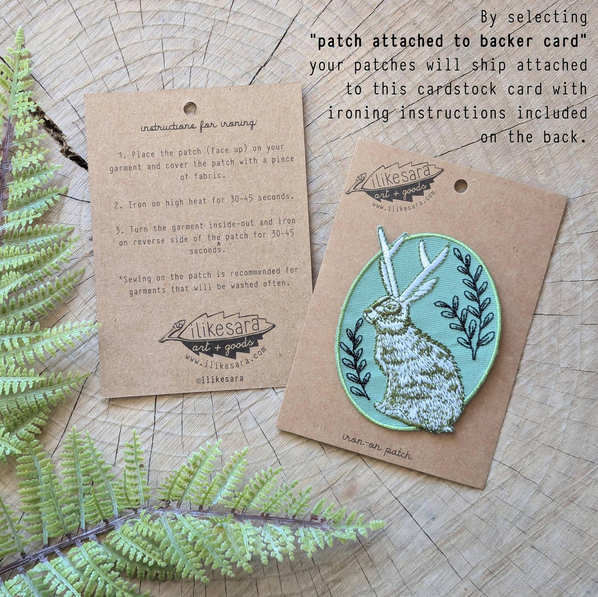 ilikesara-Jackalope Green Oval Iron-On Patch-patches + pins-gather here online