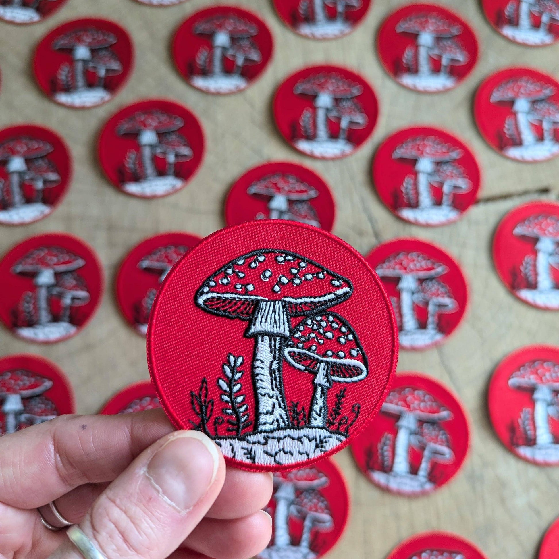 ilikesara-Fly Agaric Mushroom Red Iron-On Patch-patches + pins-gather here online