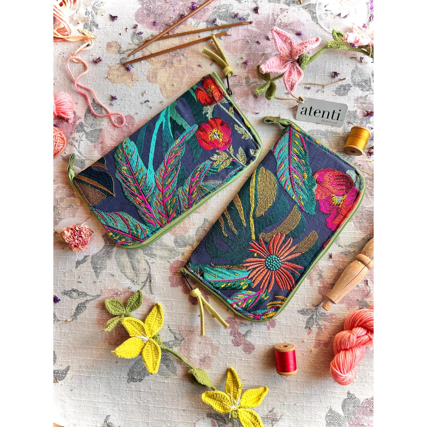 Atenti-Flora Needles, Hooks, and Tools Case-craft organizer-gather here online