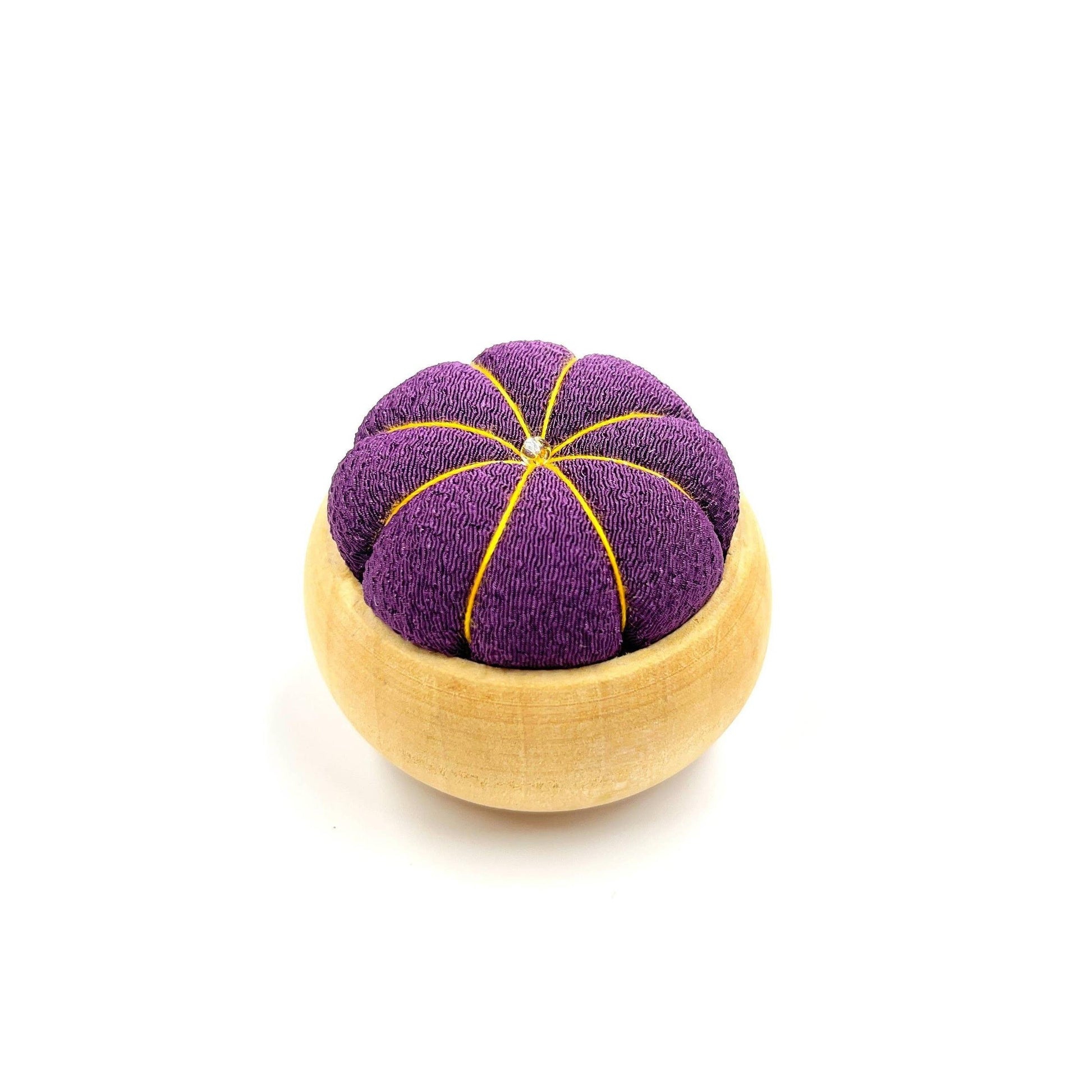 hiro-Simple Chirimen Pincushion-sewing notion-Purple-gather here online