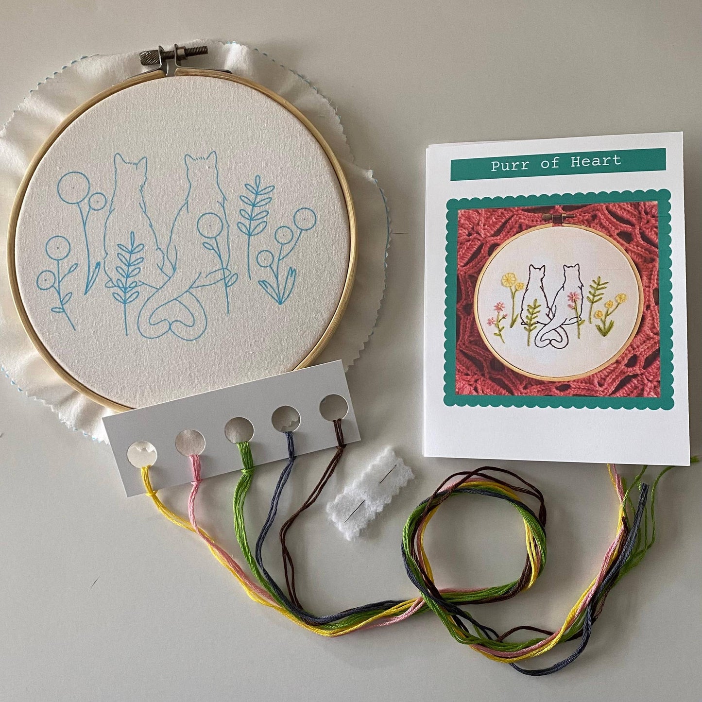 Stitches By Tiff-Purr of Heart Embroidery Kit-embroidery kit-gather here online