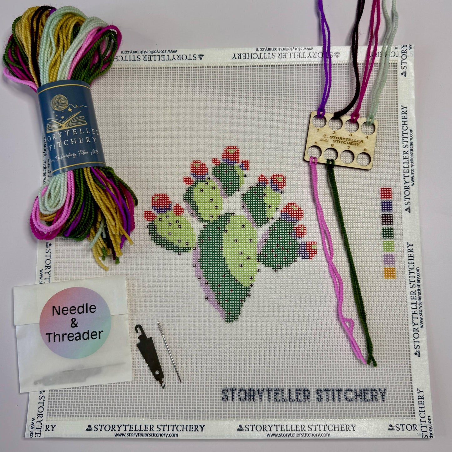 Storyteller Stitchery-Prickly Pear Cactus Needlepoint Kit-xstitch kit-gather here online