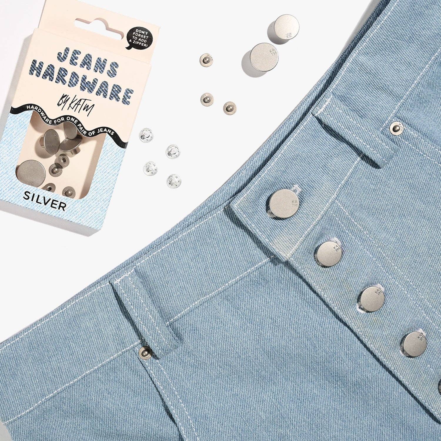 Kylie and The Machine-Jeans Hardware Kit - Silver-hardware kit-gather here online