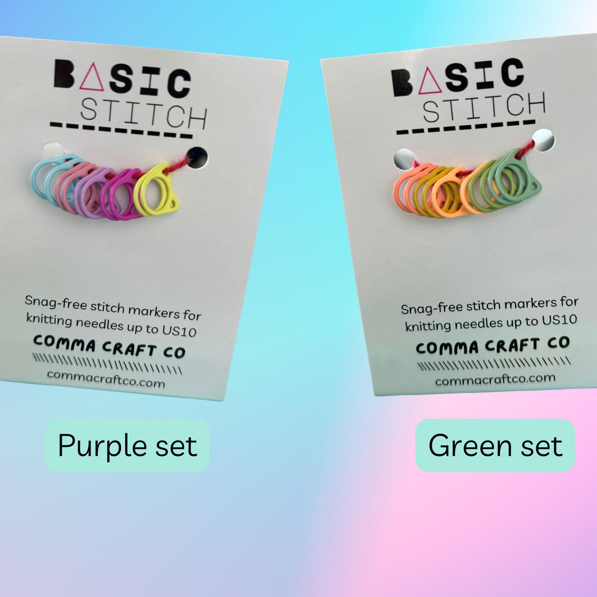 Comma Craft Co-Snag-Free Stitch Marker Set - Jumbo Green Cats-knitting notion-gather here online