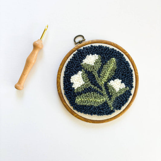 The Urban Acres-Blue Floral Punch Needle Kit-craft kit-gather here online