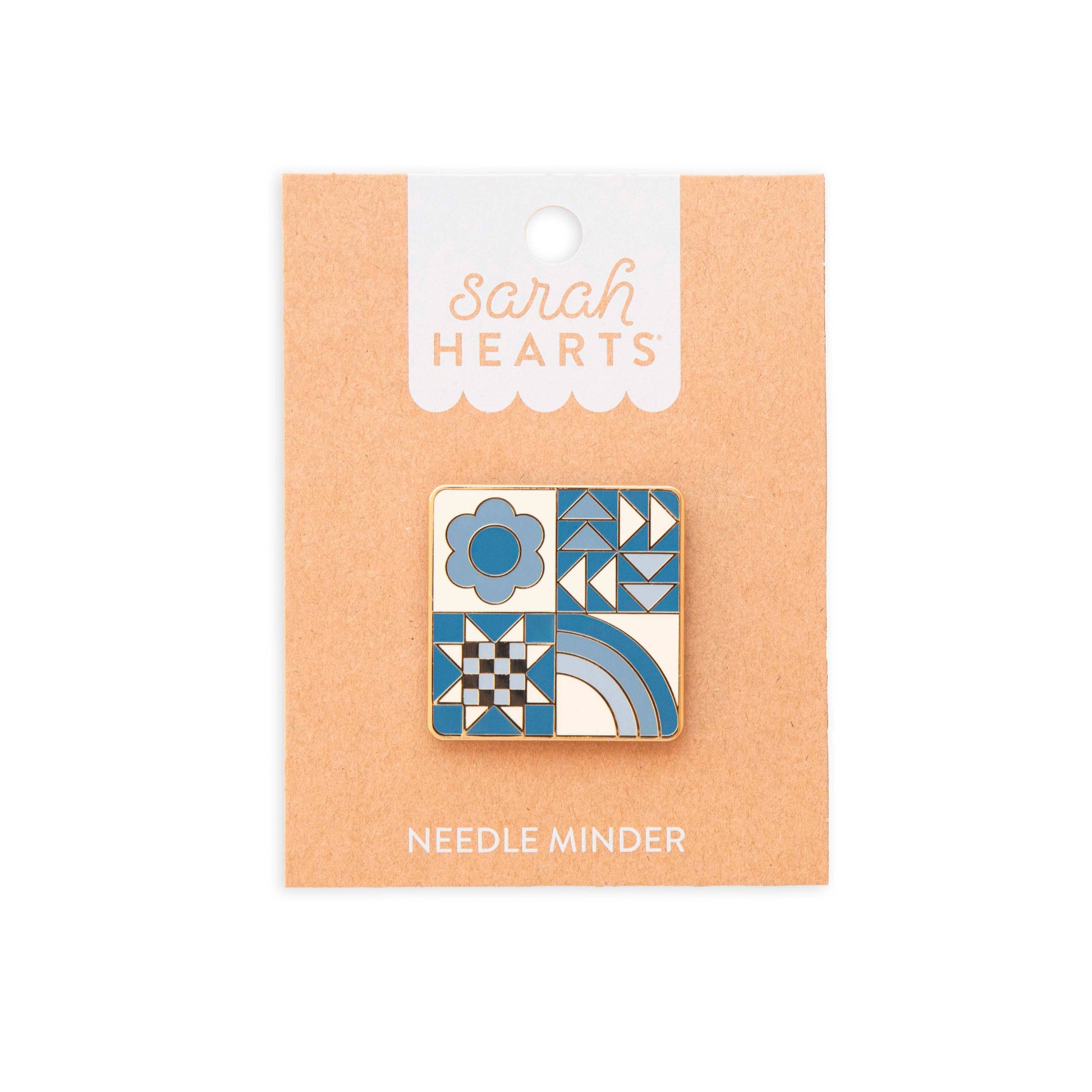 Sarah Hearts-Blue Quilt Block Needle Minder-embroidery notion-gather here online