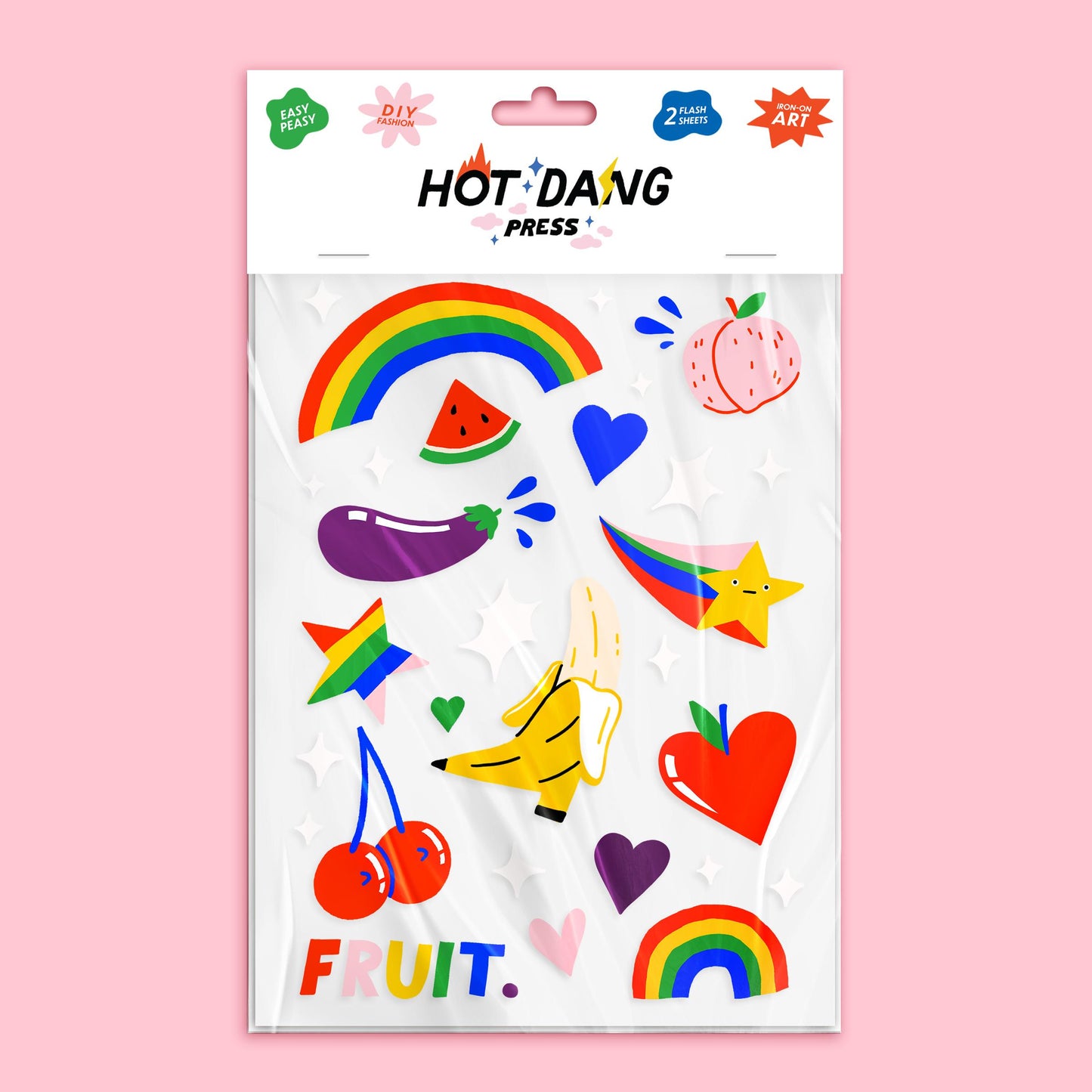 Hot Dang Press-Feeling Fruity Iron-On Transfer Sheet Set-patches + pins-gather here online