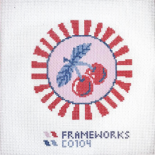 Fraymeworks-Cherries 4x4" Needlepoint Canvas-embroidery pattern-gather here online
