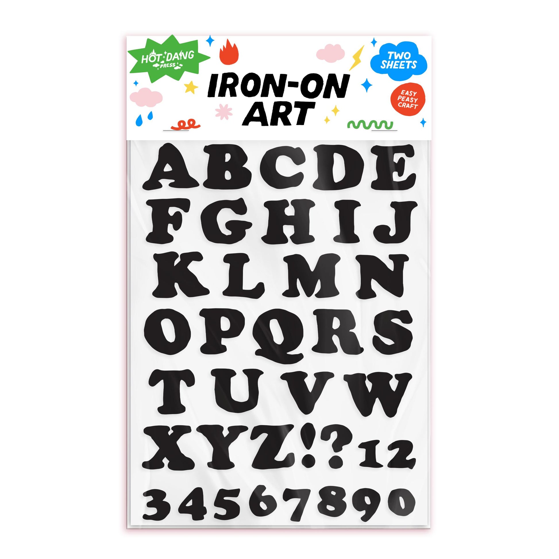 Hot Dang Press-Wonky Alphabet Black Iron-On Transfer Sheet Set-patches + pins-gather here online
