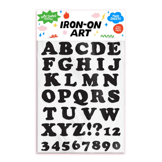 Hot Dang Press-Wonky Alphabet Black Iron-On Transfer Sheet Set-patches + pins-gather here online
