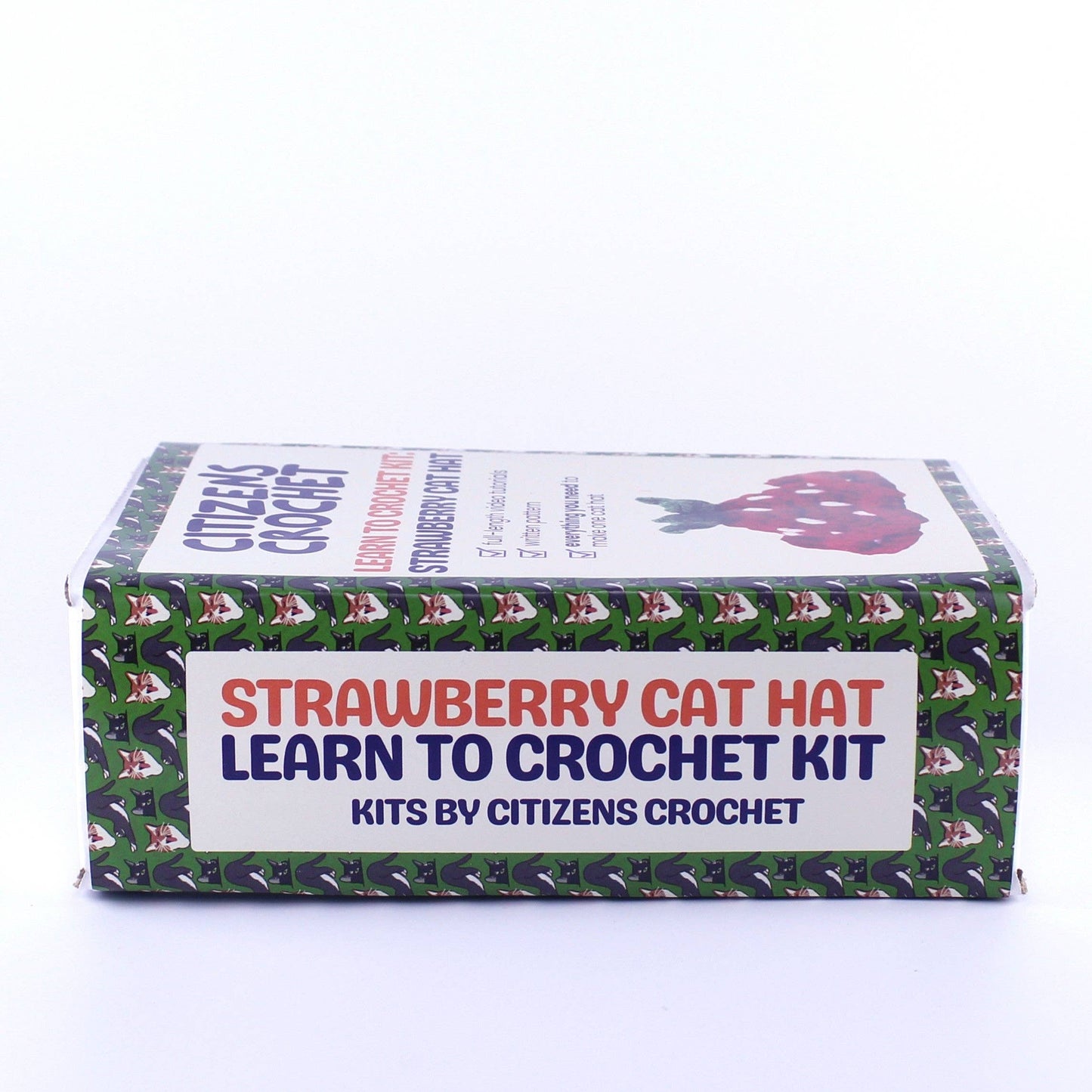 Strawberry Cat Hat - Beginner Crochet Kit
