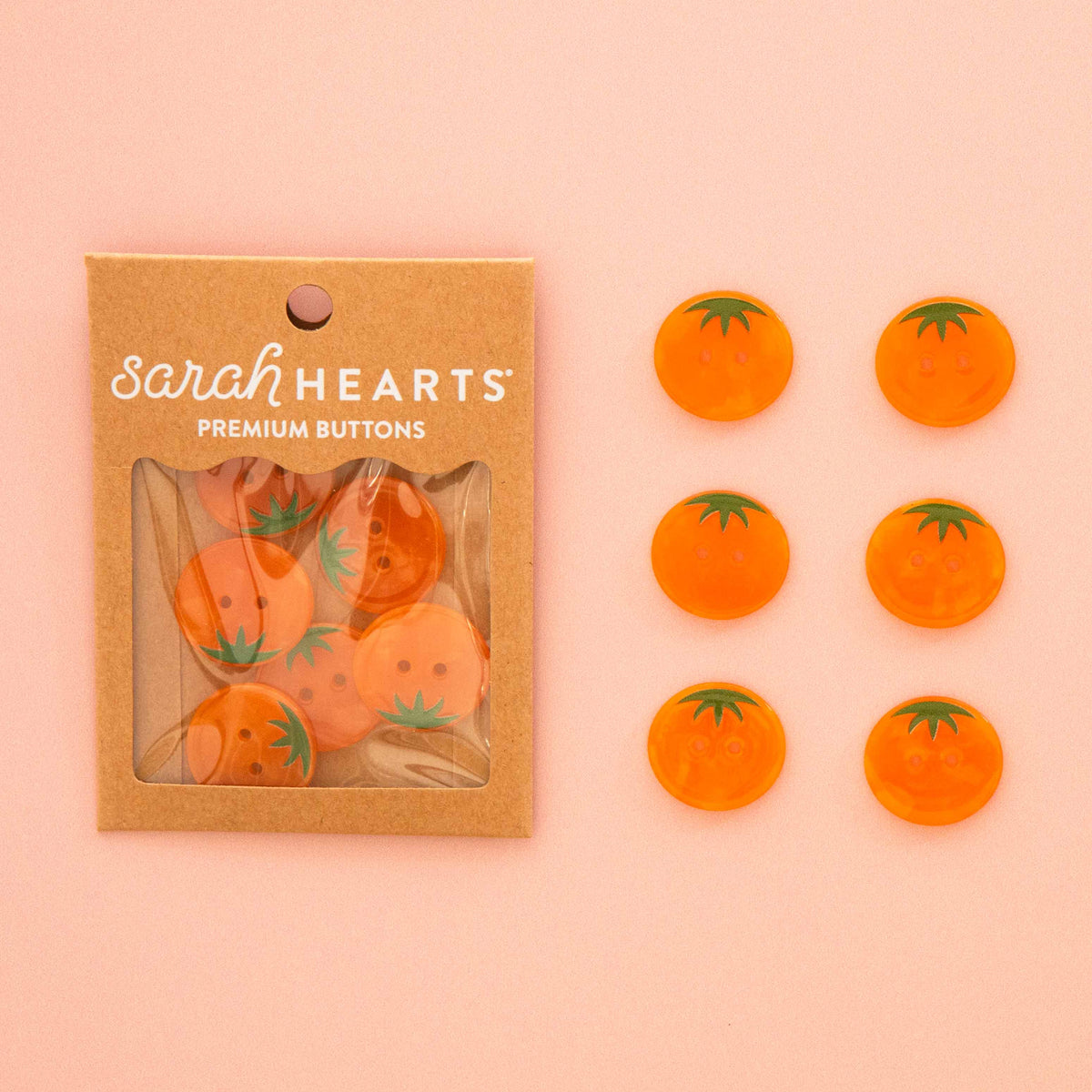 Sarah Hearts-Orange Heirloom Tomato Large 1" Buttons-button-gather here online
