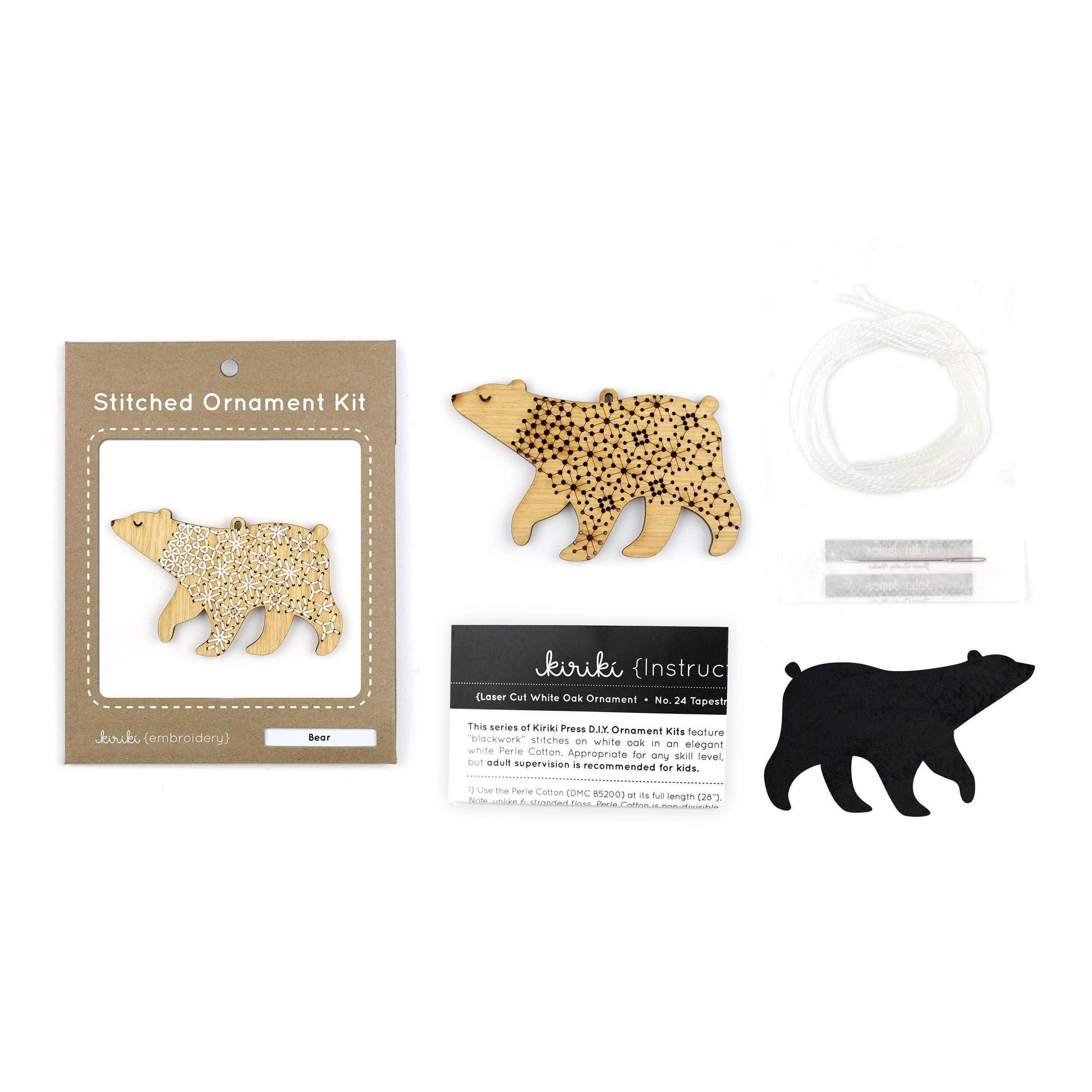 Kiriki Press-Bear DIY Ornament Kit-embroidery kit-gather here online