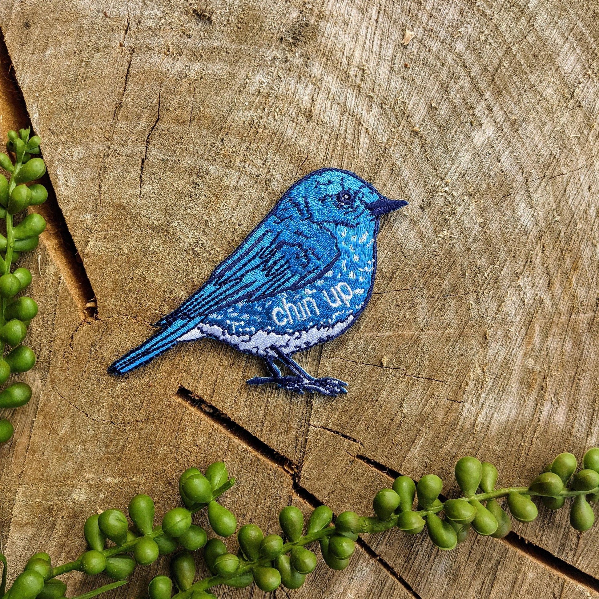 ilikesara-Chin Up Blue Bird Iron-On Patch-patches + pins-gather here online