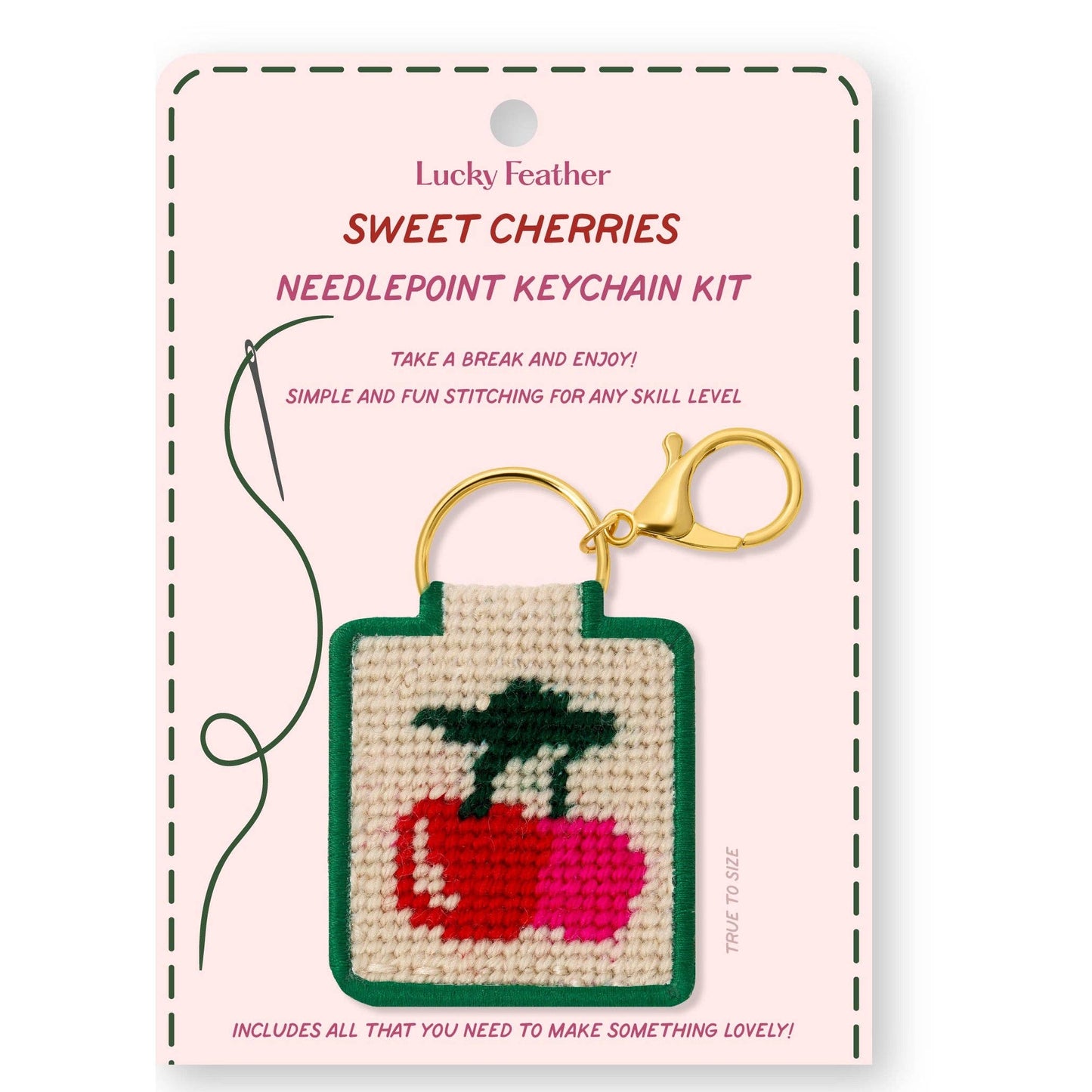 Lucky Feather-Needlepoint Keychain Kit - Cherries-xstitch kit-gather here online