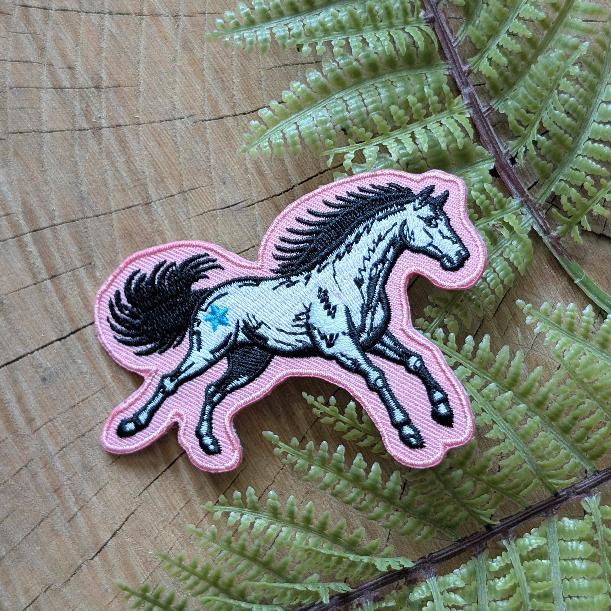 ilikesara-Pink Star Horse Iron-On Patch-patches + pins-gather here online