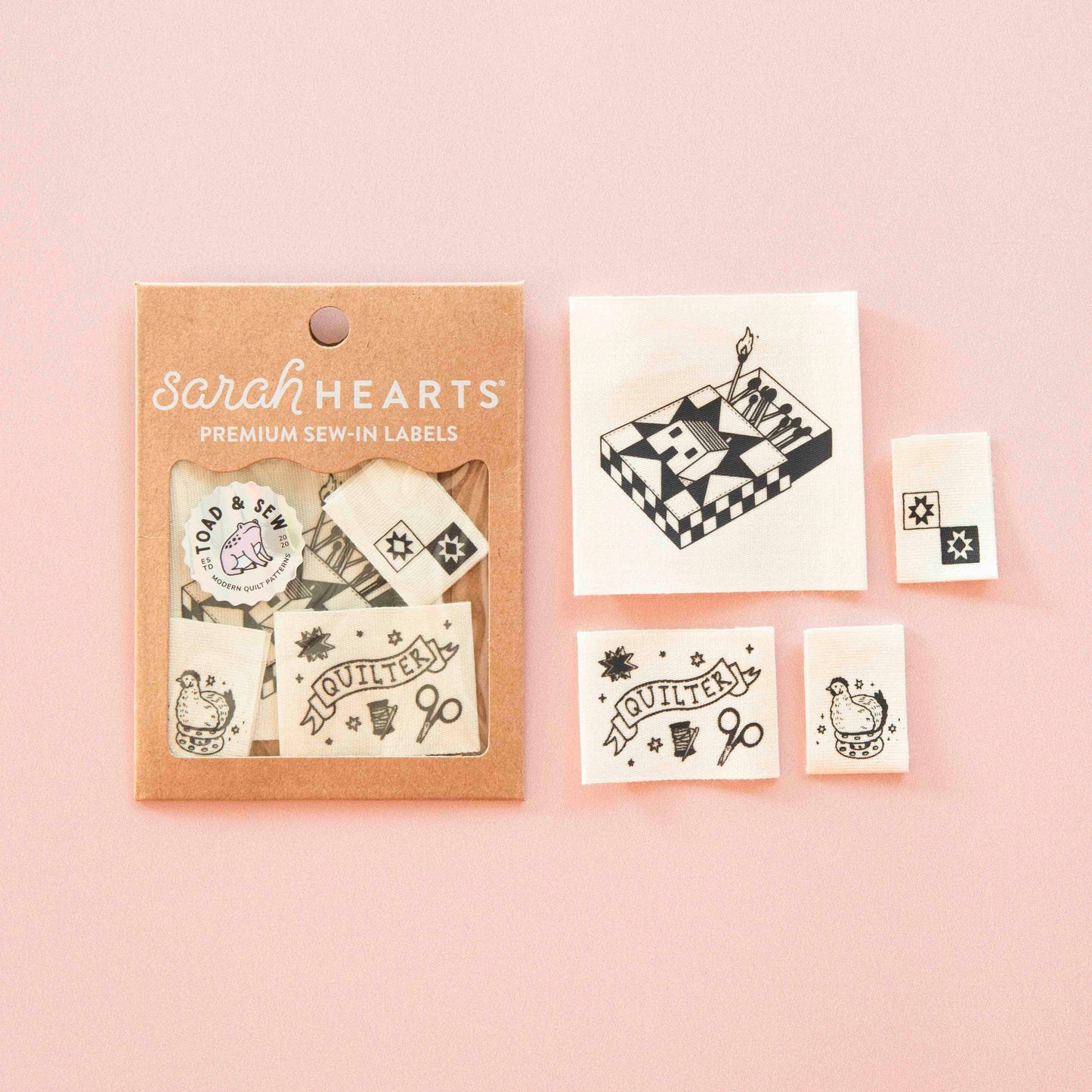 Sarah Hearts-Toad and Sew Quilty Tattoo Sew-In Labels-sewing notion-gather here online
