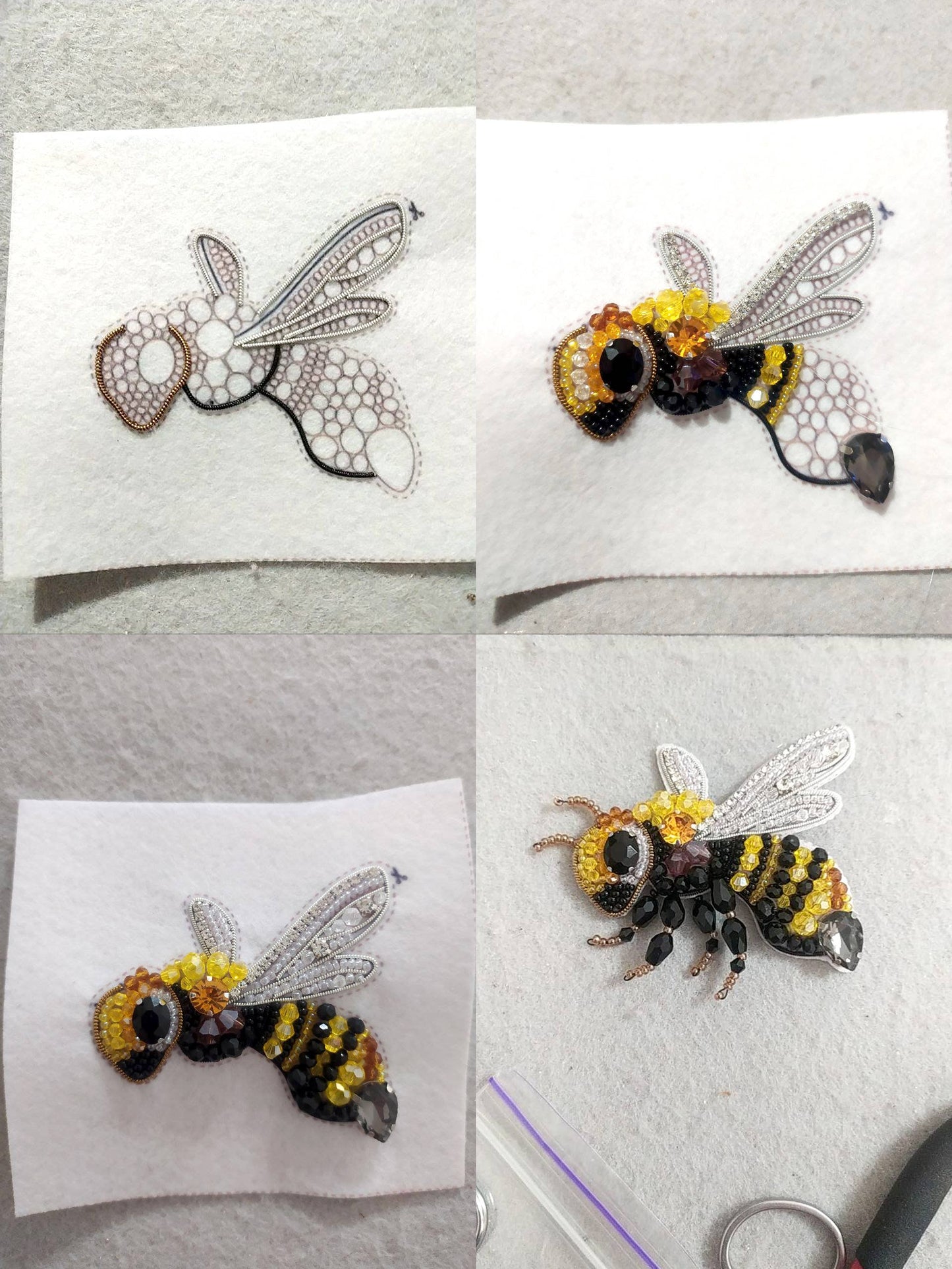 Bee Bead Embroidery Kit: DIY Brooch/Pendant Craft