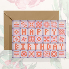 Stay Home Club-Happy Birthday (Patchwork) Greeting Card-greeting card-gather here online