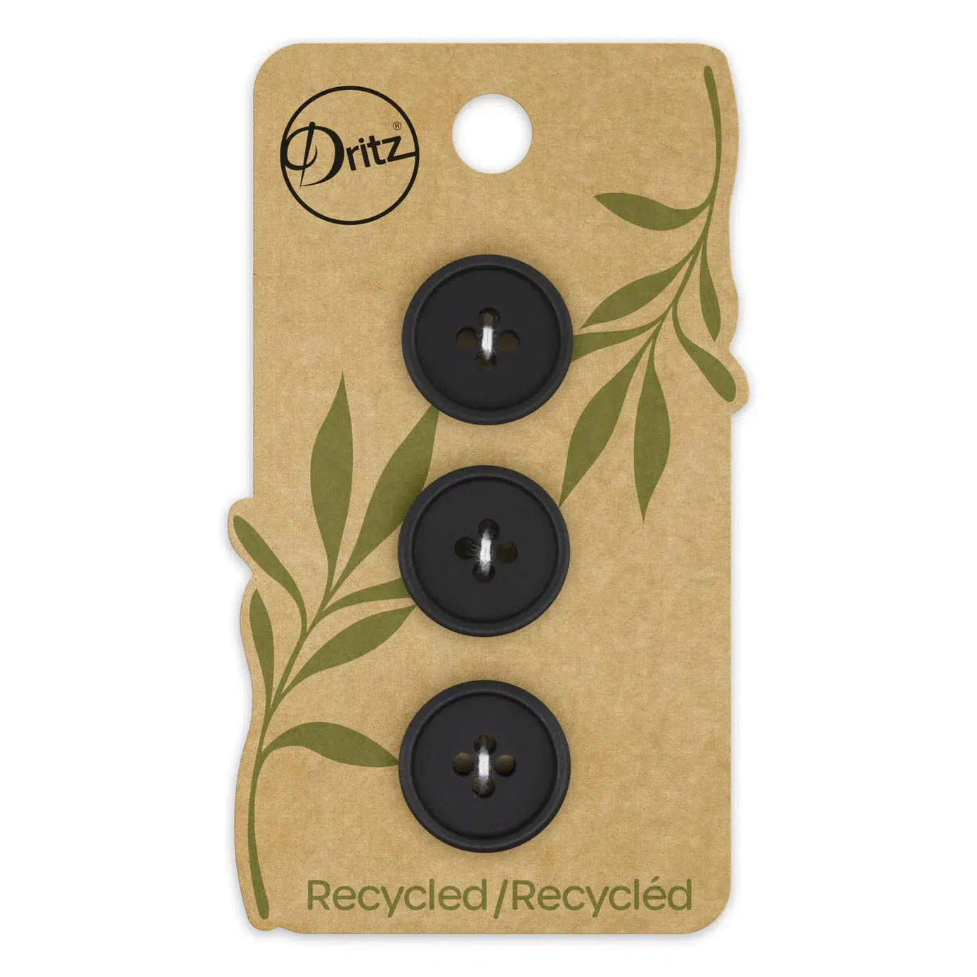 Dritz-18mm Recycled Paper Button Card - Black-button-gather here online