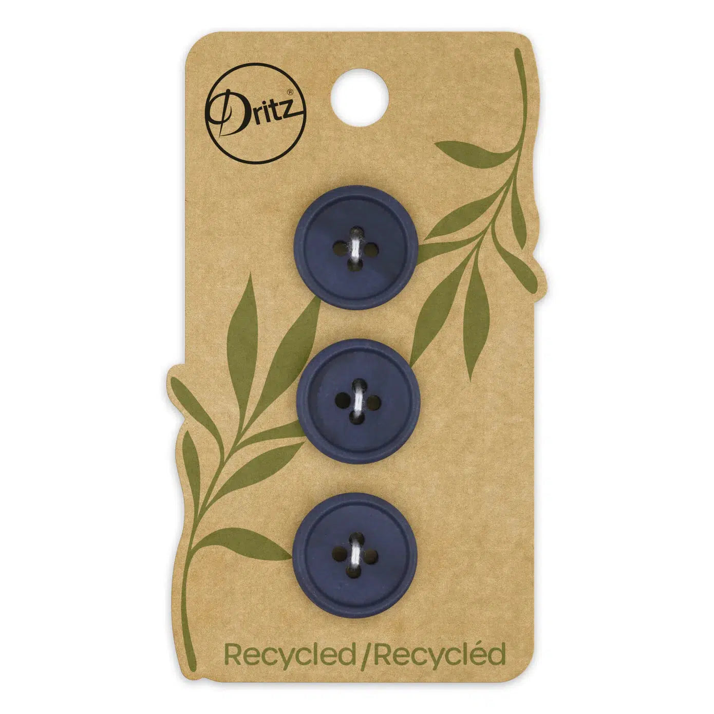 Dritz-18mm Recycled Paper Button Card - Dark Blue-button-gather here online