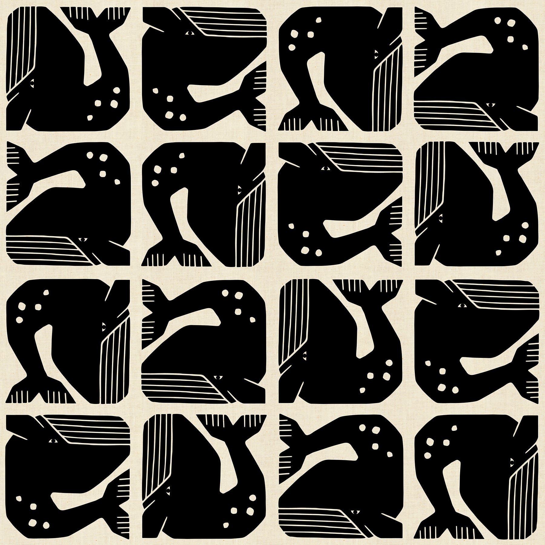 Cotton + Steel-Grumpy Whale Black Unbleached-fabric-gather here online