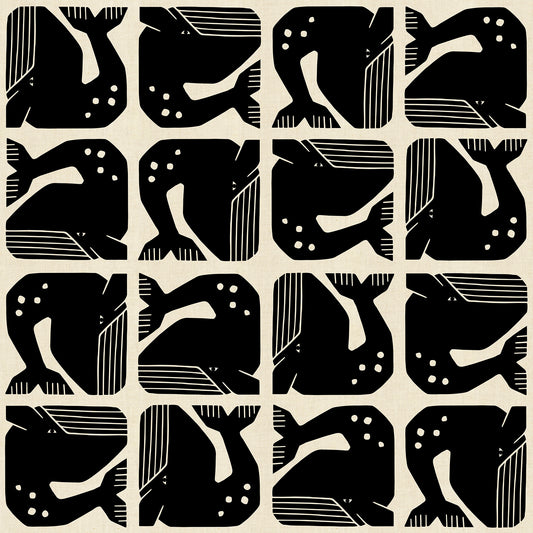 Cotton + Steel-Grumpy Whale Black Unbleached-fabric-gather here online