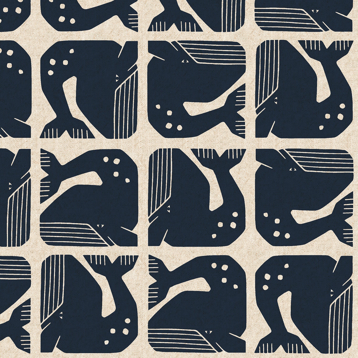 Cotton + Steel-Grumpy Whale Navy Unbleached Canvas-fabric-gather here online