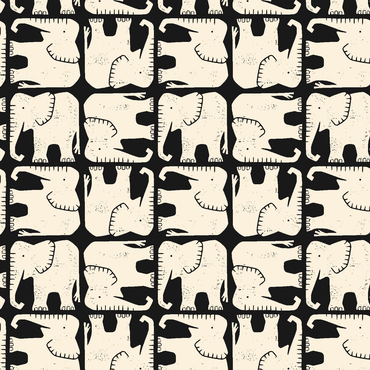 Cotton + Steel-Jolly Elephant Black-fabric-gather here online