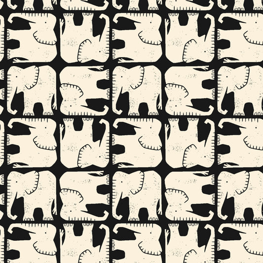Cotton + Steel-Jolly Elephant Black-fabric-gather here online