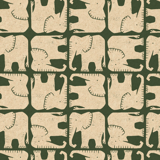 Cotton + Steel-Jolly Elephant Hunter Unbleached Canvas-fabric-gather here online