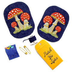 Patch Ya Later-Mushroom Navy Elbow Patch Set-accessory-gather here online