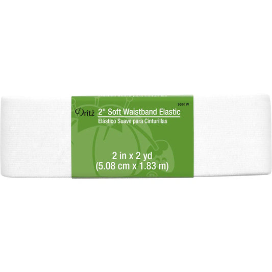 Dritz-2" Soft Waistband Elastic, 2yds - White-elastic-gather here online