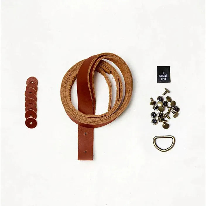 Klum House Workshop-Leather Straps & Hardware Kit - Chestnut & Antique Brass-hardware kit-gather here online