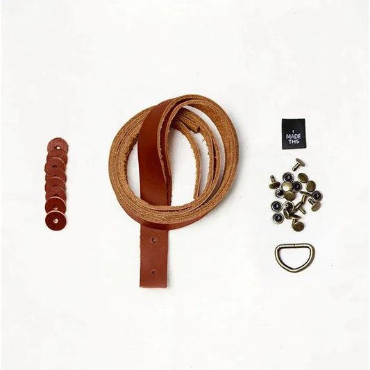 Klum House Workshop-Leather Straps & Hardware Kit - Chestnut & Antique Brass-hardware kit-gather here online