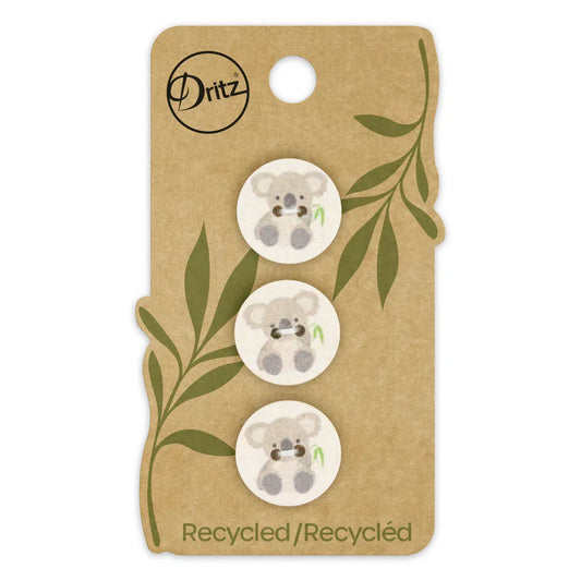 Dritz-18mm Recycled Cotton Button Card - Koala-button-gather here online