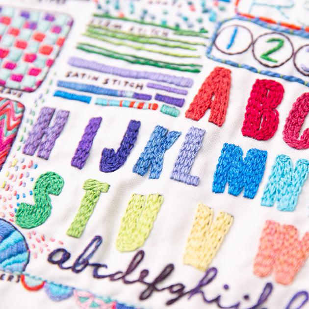Dropcloth-Schoolhouse Embroidery Sampler-embroidery pattern-gather here online