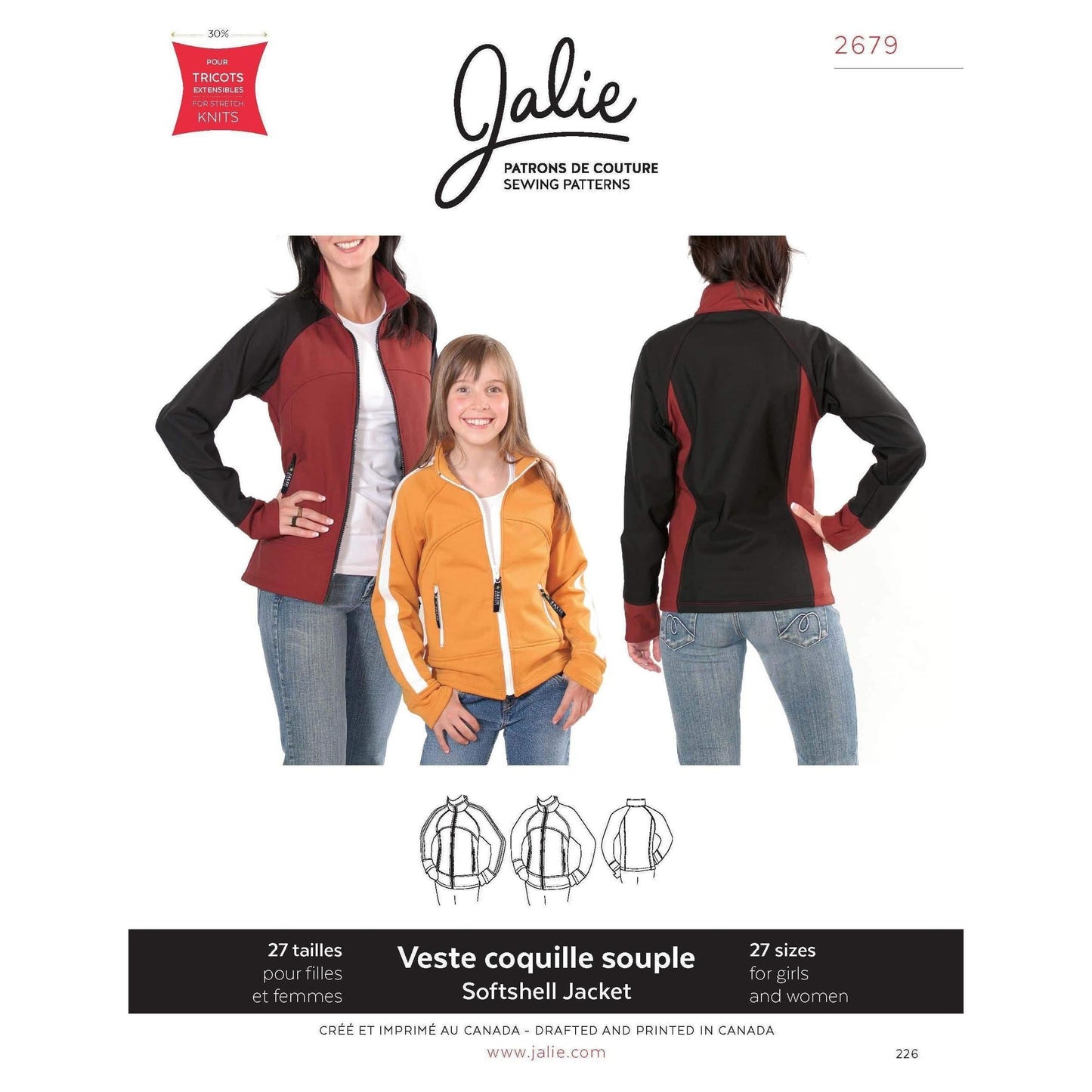 Jalie 2679 - Softshell Jacket Pattern for Girls and Women