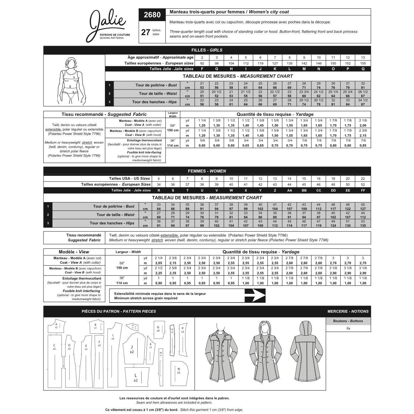 2680 // Stretch City Coat - Jalie