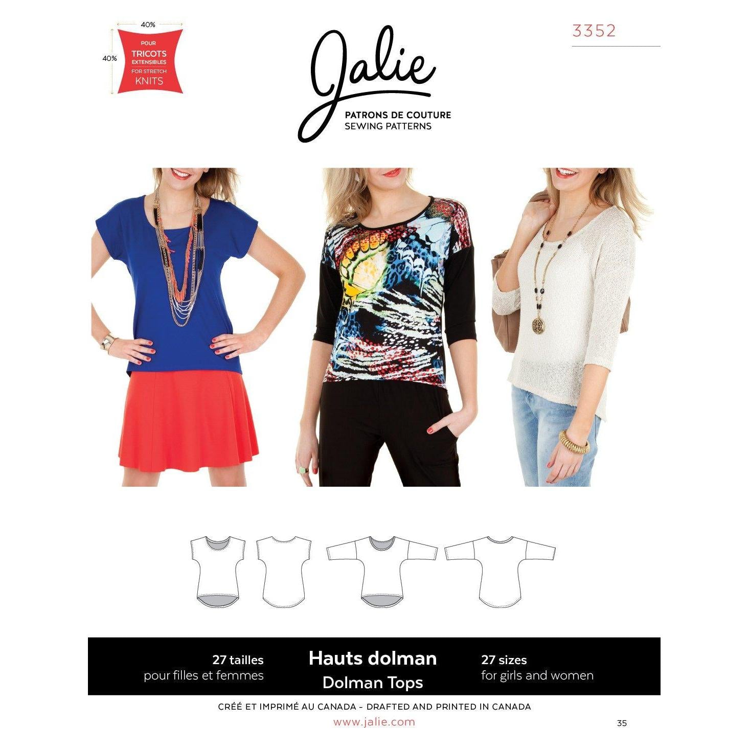 3352 // Dolman Tops - Jalie