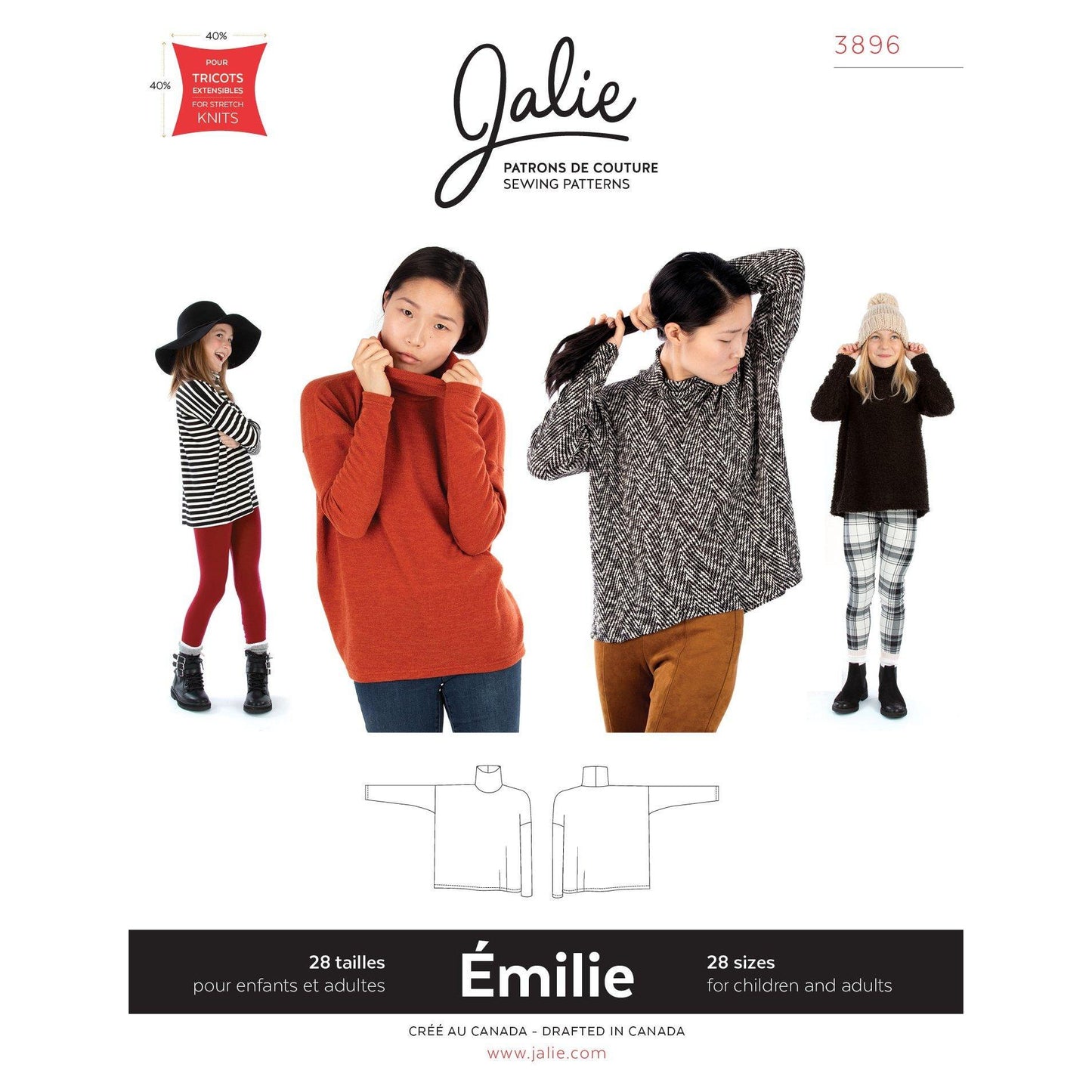 3896 // ÉMILIE Sweater (free PDF pattern) - Jalie