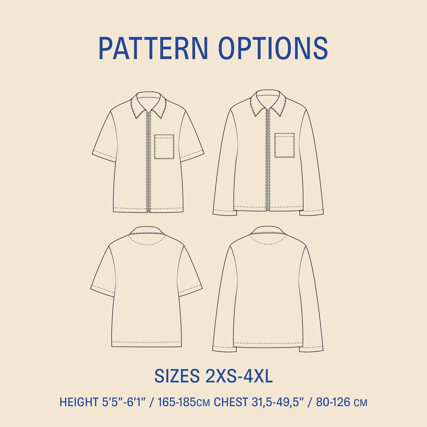 Men's Zip Shirt Sewing Pattern